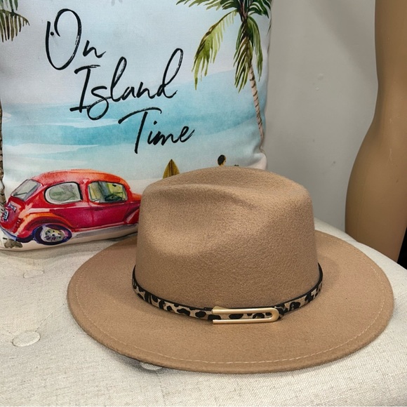Tan Leopard Band Womens Fedora Hat 86010031Tn - Picture 3 of 12